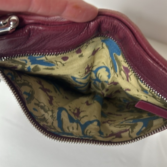 HOBO Burgundy Leather Clutch with Silver Trim - Picture 3 of 16